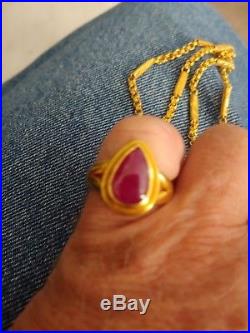 Pure Gold Ruby Necklace And Ring Set
