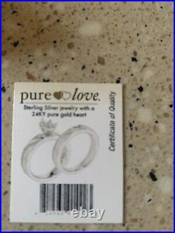 Pure Love Sterling Silver With 24ky Gold Heart Wedding Set