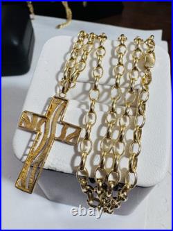 Pure New 18K 750 Fine Yellow Gold Set Cross Necklace 19.5/20 Long 5.9g 3.8mm