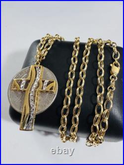 Pure New 18K 750 Fine Yellow Gold Set Cross Necklace 19.5/20 Long 5.9g 3.8mm