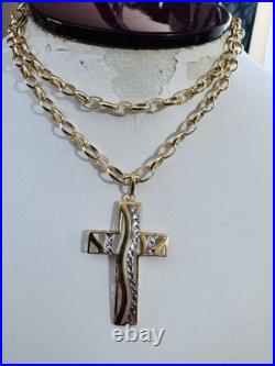 Pure New 18K 750 Fine Yellow Gold Set Cross Necklace 19.5/20 Long 5.9g 3.8mm