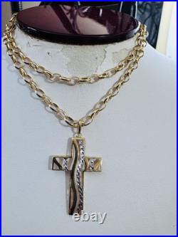 Pure New 18K 750 Fine Yellow Gold Set Cross Necklace 19.5/20 Long 5.9g 3.8mm