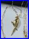 Pure Real 18K 750 Gold Rolo Chain Eagle Bird Set Necklace 25/31 long 4/5mm 6.6g