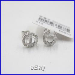 Pure Solid 18K White Gold 0.341Ct Diamonds Earrings Setting Custom Design