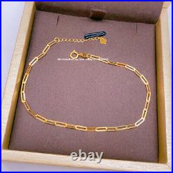 Pure Solid 18K Yellow Gold Women Long Cable Rolo Chain Link Necklace / Bracelet