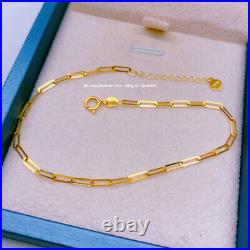 Pure Solid 18K Yellow Gold Women Long Cable Rolo Chain Link Necklace / Bracelet