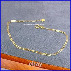 Pure Solid 18K Yellow Gold Women Long Cable Rolo Chain Link Necklace / Bracelet