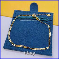 Pure Solid 18K Yellow Gold Women Long Cable Rolo Chain Link Necklace / Bracelet