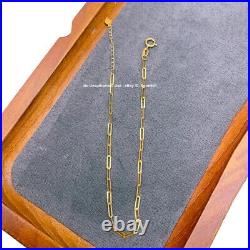 Pure Solid 18K Yellow Gold Women Long Cable Rolo Chain Link Necklace / Bracelet