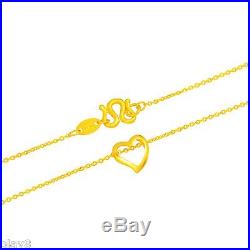 Pure Solid 999 24K Yellow Gold Chain Set Women's O Link Heart Necklace 16inch