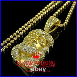 Pure Sterling Silver 14k Yellow Gold Finish Mini Jesus Charm Pendant Chain Set