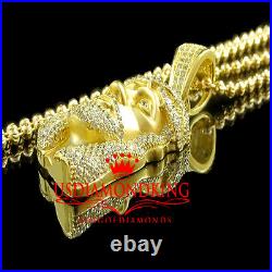 Pure Sterling Silver 14k Yellow Gold Finish Mini Jesus Charm Pendant Chain Set