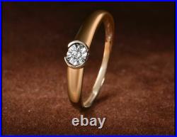 Pure Two Tone Gold Sparkling Illusion Set Miracle Plate Diamond Ring For Women