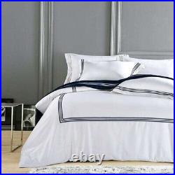 Pure White Bedding Sets King Queen Sz Silver Gold Embroidery Duvet Cover Cotton