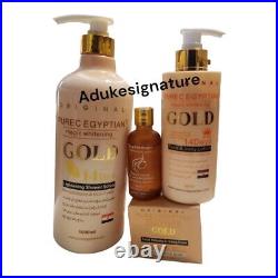 Pure-c Egyptian Gold Body Lotion, Face Cream, shower cream Scrub & egypti serum