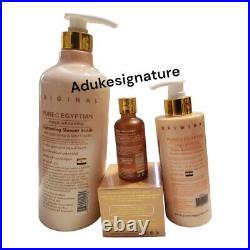 Pure-c Egyptian Gold Body Lotion, Face Cream, shower cream Scrub & egypti serum