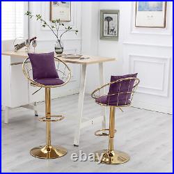 Purple bar chair pure gold plated unique design rotation Suitable bar set of 2