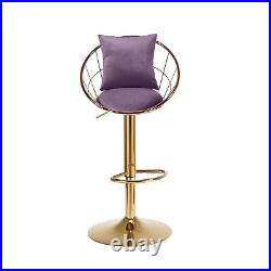 Purple bar chair pure gold plated unique design rotation Suitable bar set of 2