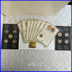 Qeii 9 Coin Pre Decimal Coin Set Layered In Pure Gold And Accented In Colour
