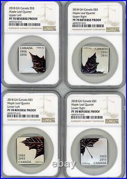 Quartet Maple Leafs 4 Coin Set 30 Years Pure Silver Rose Gold Plated Ngc Pf70