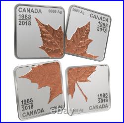 Quartet Maple Leafs 4 Coin Set 30 Years Pure Silver Rose Gold Plated Ngc Pf70