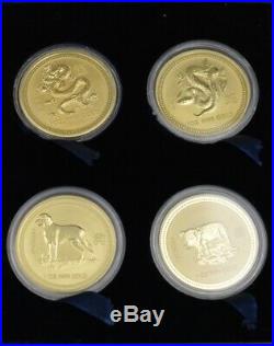 RARE 1996-2007 AUSTRALIA GOLD LUNAR SET of 12 COINS 12 OZ PURE GOLD With Box! S1