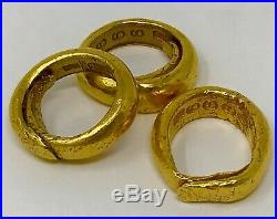 RARE HEAVY Solid 24 K (99.99% Pure) Hammered Ring Set The Holy Trinity 107g