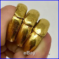 RARE HEAVY Solid 24 K (99.99% Pure) Hammered Ring Set The Holy Trinity 107g