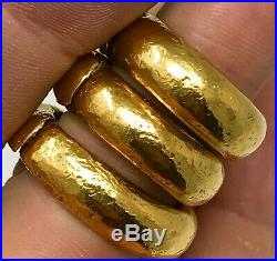 RARE HEAVY Solid 24 K (99.99% Pure) Hammered Ring Set The Holy Trinity 107g