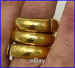 RARE HEAVY Solid 24 K (99.99% Pure) Hammered Ring Set The Holy Trinity 107g