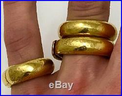 RARE HEAVY Solid 24 K (99.99% Pure) Hammered Ring Set The Holy Trinity 107g