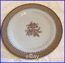 REDUCED. MOTTEDEH LIMOGES PERFECT 4pc Setting for EIGHT. PURPLE IRIS/Gold trim