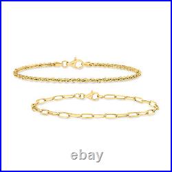 RS Pure by Ross-Simons 14kt Yellow Gold Jewelry Set 2 Link Bracelets