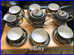 Raised Dragon Moriage Dragonware Tea Set/Oriental. 14k Gold Trim Blue Eye/PERFECT