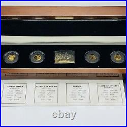 Rare 2009 TDC Year Of Gold Commemorative 4 X 1/25th OZ Pure Gold Crown Coin Set