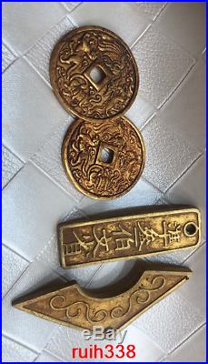 Rare A set Asia China Pure copper Gold plating 24K gold Ancient coin