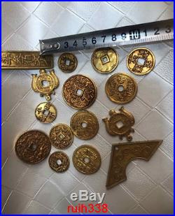 Rare A set Asia China Pure copper Gold plating 24K gold Ancient coin