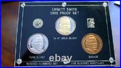 Rare Emmitt Smith 1996 Proof Set 24 Kt Gold Select Pure Silver And Bronze