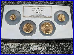 Rare Perfect Ngc Ms70 2006-w 4-coin Burnished Gold Eagle Set $50 $25 $10 $5