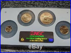 Rare Perfect Ngc Ms70 2006-w 4-coin Burnished Gold Eagle Set $50 $25 $10 $5
