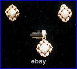 Rare Swiss Kinnari Ayana Blossom Jewelry Diamond Set Resting Upon Pure 14K Gold