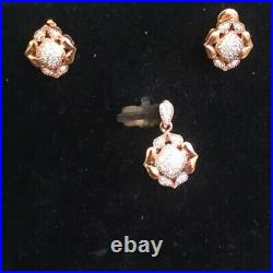 Rare Swiss Kinnari Ayana Blossom Jewelry Diamond Set Resting Upon Pure 14K Gold