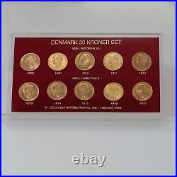 Raw 1908-1917 Denmark 20 Kroner Gold Set