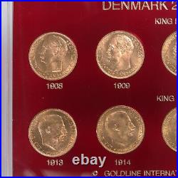 Raw 1908-1917 Denmark 20 Kroner Gold Set