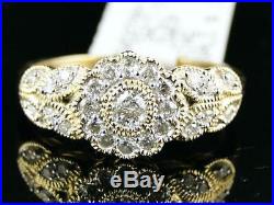 Real 10K Yellow Pure Gold Ladies Wedding Band Bridal Ring Set 1.75 Ct Diamond