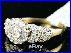 Real 10K Yellow Pure Gold Ladies Wedding Band Bridal Ring Set 1.75 Ct Diamond