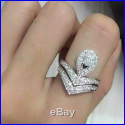 Real 10k White Pure Gold Round Diamond Women's Bridal Band Engagement Ring Set
