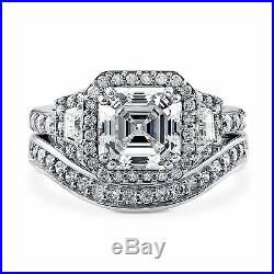 Real 14 kt White Gold 1.61 Ct Diamond Engagement Rings Pure Band Set Size 5 7