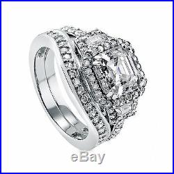 Real 14 kt White Gold 1.61 Ct Diamond Engagement Rings Pure Band Set Size 5 7