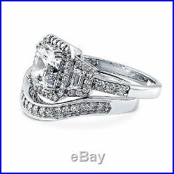 Real 14 kt White Gold 1.61 Ct Diamond Engagement Rings Pure Band Set Size 5 7